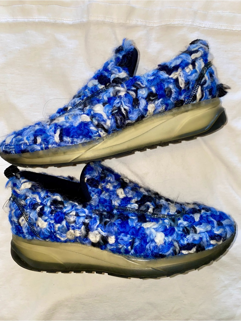 Maison Martin Margiela Blue, White & Black Knit Slip-On Sneakers